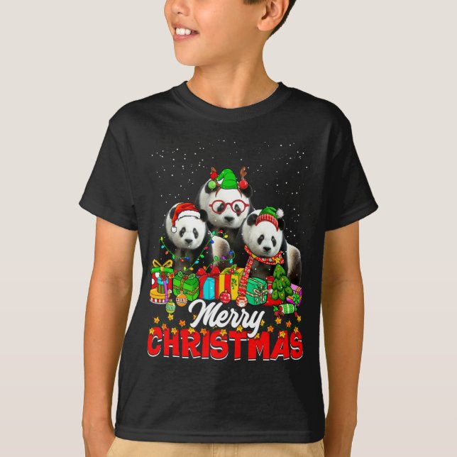 T-shirt Feux de Noël Pyjama Panda Ours Anima (Devant)