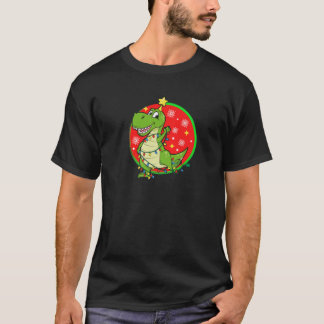 T-shirt Feux de Noël T Rex Dinosaur Pyjamas Adulte