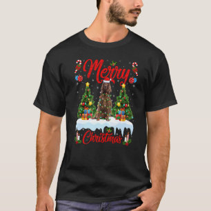 T-shirt Feux Noël Arbre Père Noël Irlandais Setter Chien N