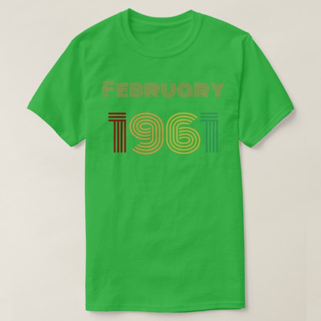 T-shirt Février 1961 Anniversaire Conception Vintage (Design devant)