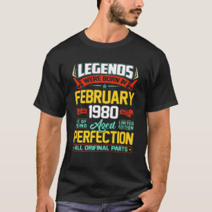 T-shirt Février 1980 42E Cadeau Anniversaire 42 Ans Homme