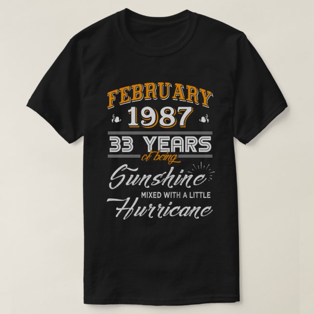 T-shirt Février 1987 33 Anniversaire Mariage Cadeaux (Design devant)