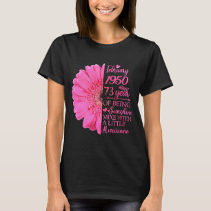 T-shirt Février Fille 1950 73 Ans 73e Anniversaire