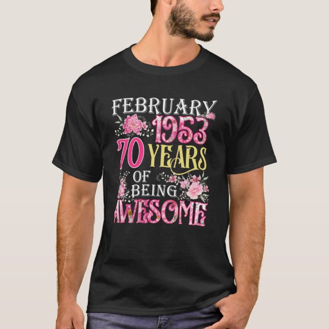 T-shirt Février Fille 1953 70e anniversaire 70 ans (Devant)