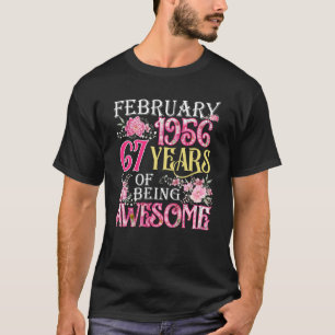 T-shirt Février Fille 1956 67e anniversaire 67 ans