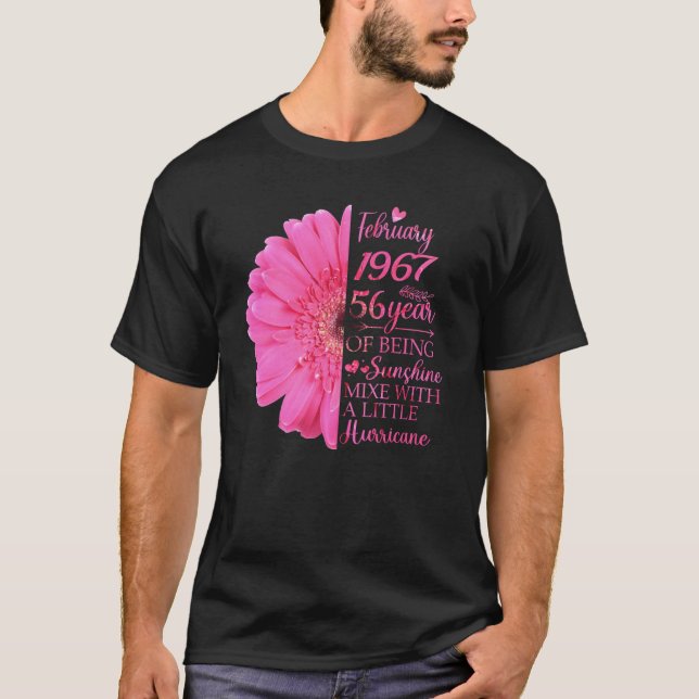 T-shirt Février Fille 1967 56 Ans 56e Anniversaire (Devant)