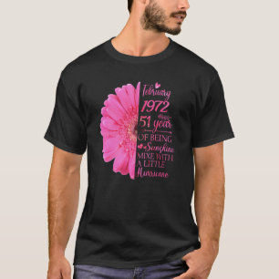 T-shirt Février Fille 1972 51 Ans 51e Anniversaire