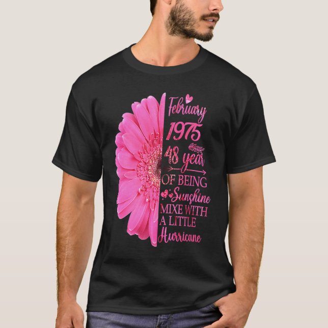 T-shirt Février Fille 1975 T 48 ans 48e anniversaire (Devant)