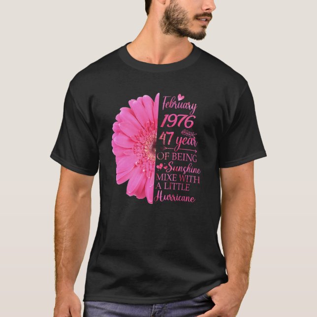 T-shirt Février Fille 1976 47 Ans 47e Anniversaire (Devant)