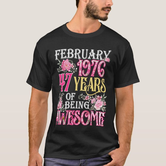T-shirt Février Fille 1976 47e anniversaire 47 ans (Devant)