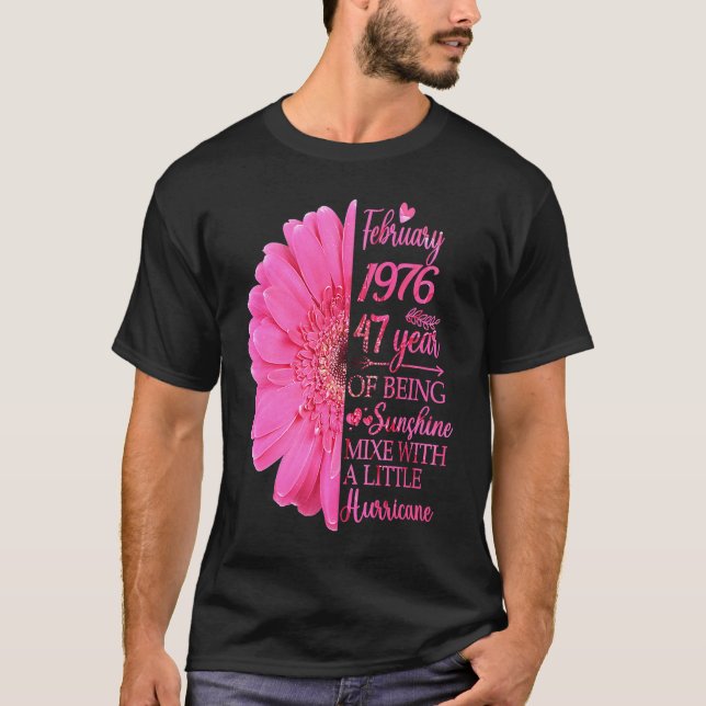 T-shirt Février Fille 1976 T 47 ans 47e anniversaire (Devant)