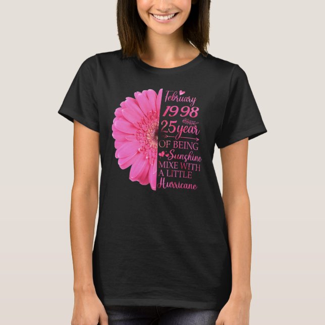 T-shirt Février Fille 1998 25 ans 25e anniversaire (Devant)