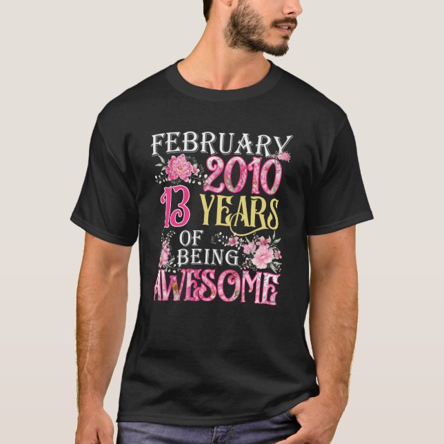 T-shirt Février Fille 2010 13e anniversaire 13 ans (Devant)