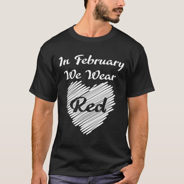 T-shirt Février Nous Portons Red Sensibilisation Maladie C (Devant)