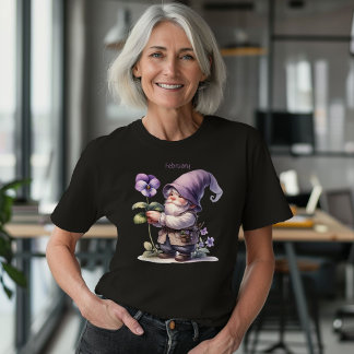 T-shirt Février personnalisé Mois de naissance Jardin Gnom