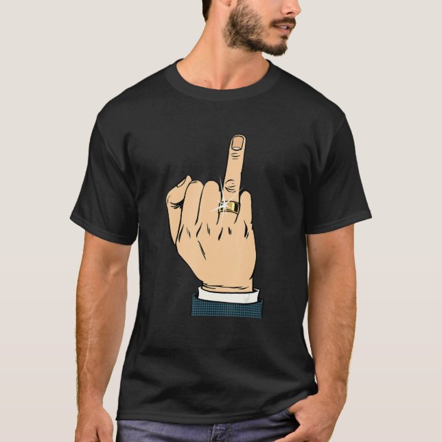 T-shirt Fiançailles de doigt d'anneau pour Groom en mariag (Devant)