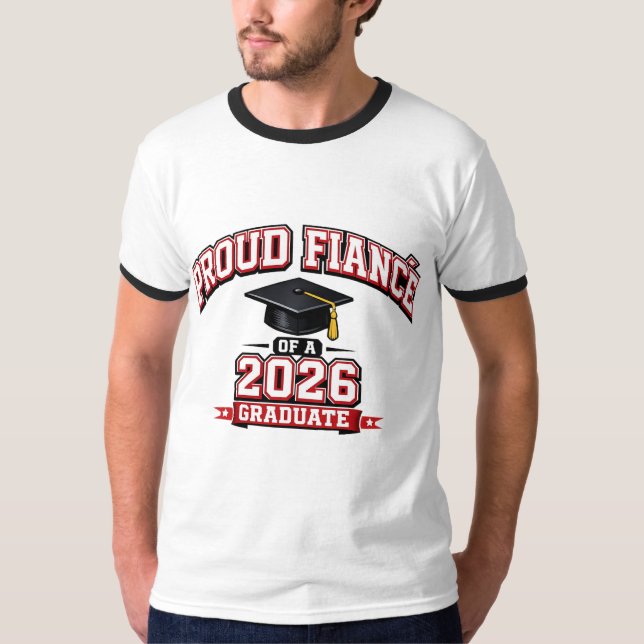 T-shirt Fiancé Fier d'une Diplômée de 2026 Varsity (Devant)