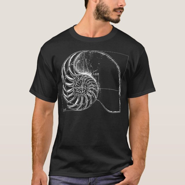 T-shirt Fibonacci Sur Une Coquille Nautilus (Devant)