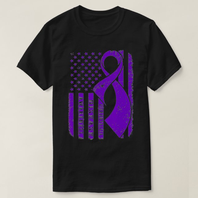 T-shirt Fibromyalgia Awareness American Flag Nobody Fight  (Design devant)
