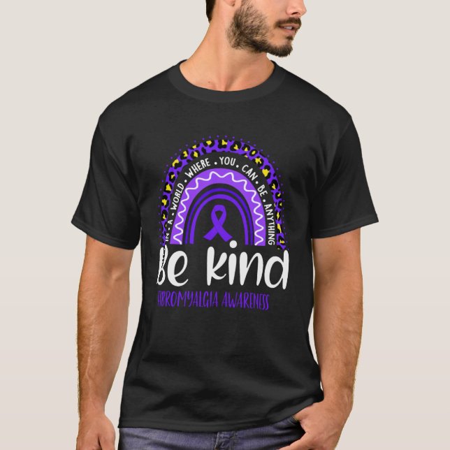 T-shirt Fibromyalgia Awareness Leopard Rainbow Choose Kind (Devant)