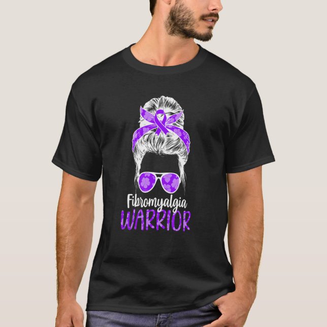 T-shirt Fibromyalgia guerrier Messy Bun Fibromyalgia (Devant)