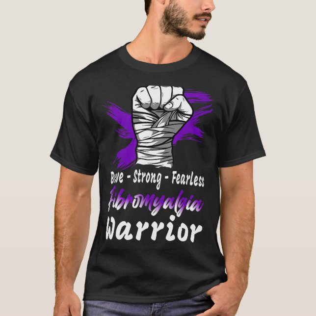 T-shirt Fibromyalgia Warria Purple Ribbon Support (Devant)