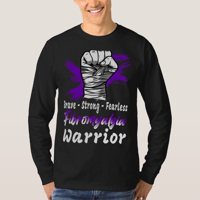 T-shirt Fibromyalgia Warria Purple Ribbon Support (Devant)