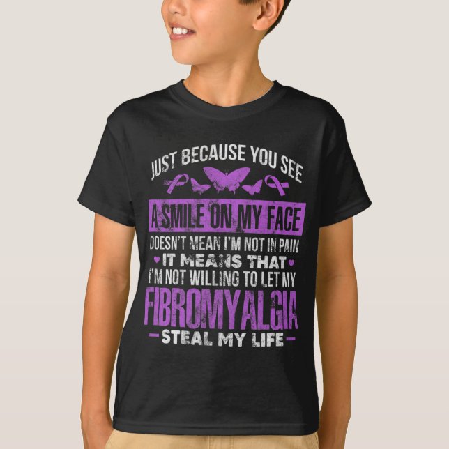 T-shirt Fibromyalgie Fibro Warrior Purple Ribbon Papillon (Devant)