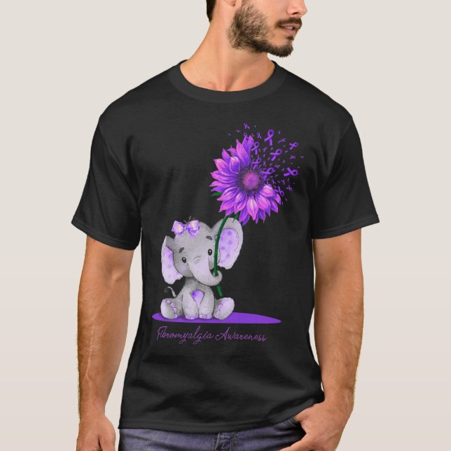 T-shirt FIBROMYALGIE SENSIBILISATION À L'Elephant Cute Sun (Devant)