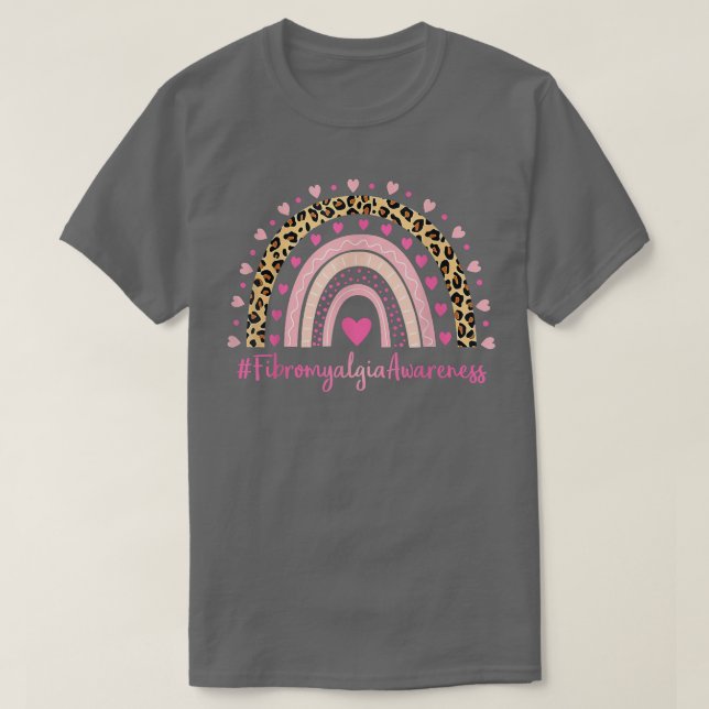 T-shirt Fibromyalgie Sensibilisation Coeur rose Leopard ar (Design devant)