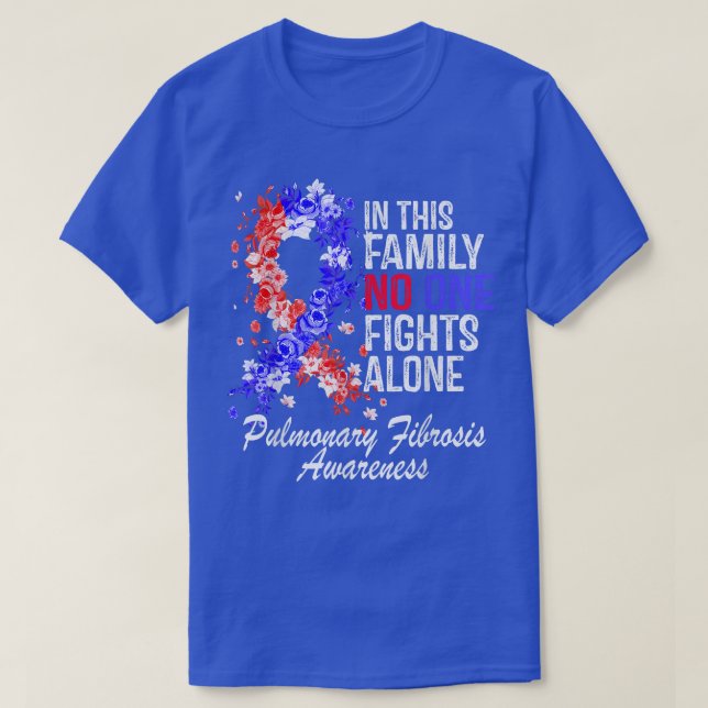 T-shirt Fibrose pulmonaire Sensibilisation Blue Red Flower (Design devant)
