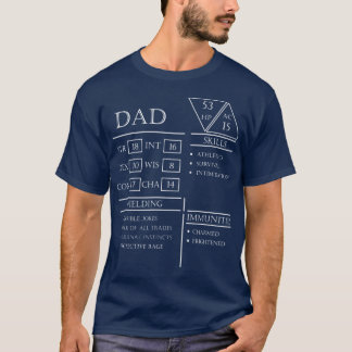 T-shirt Fiche de personnage Dad Stats Blanche