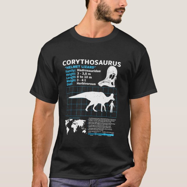 T-shirt Fiche d'information sur le corythosaurus Faits sur (Devant)