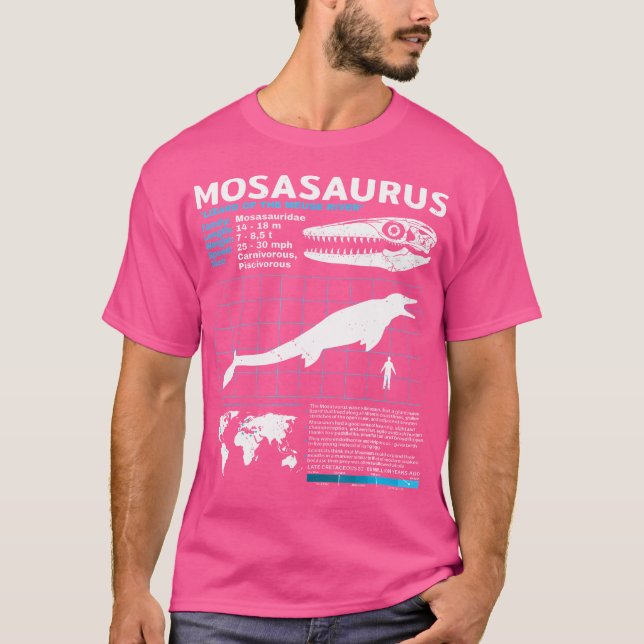 T-shirt Fiche d'information sur le Mosasaurus Dinosaure Fa (Devant)