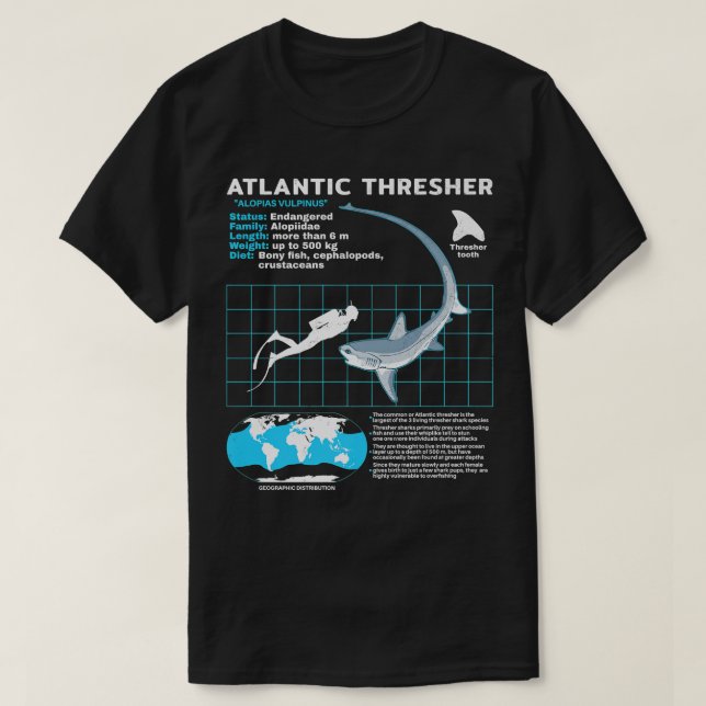 T-shirt Fiche d'information sur le requin thresherT-shirt (Design devant)