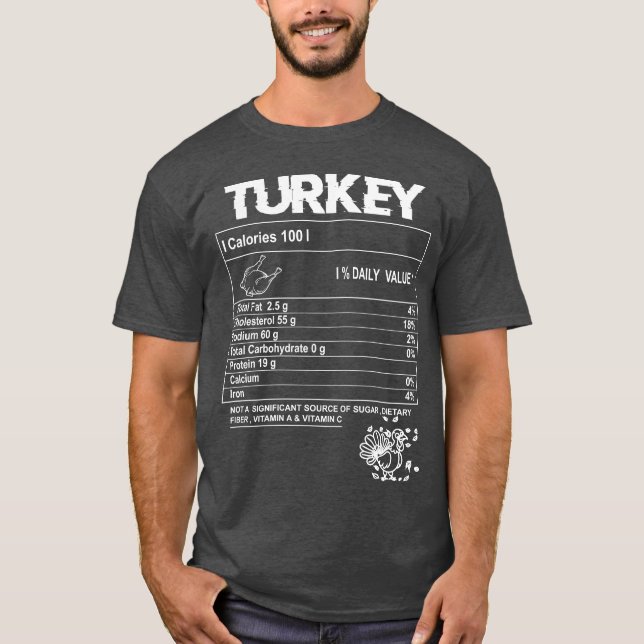T-shirt Fiche nutritionnelle de dindeRecette de nourriture (Devant)
