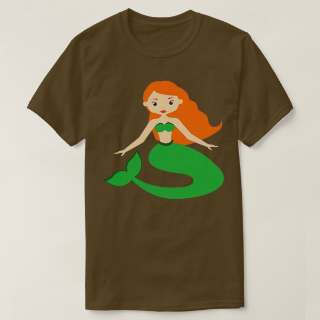 T-shirt Fichier vectoriel Mermaid vert (Design devant)