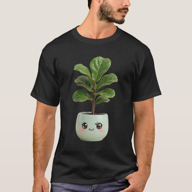 T-Shirt Fiddle-Leaf Fig Kawaii Plante d'Intérieur (Devant)