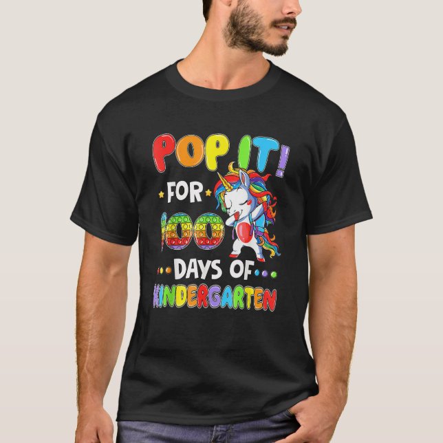 T-shirt Fidget Pop It 100th Day Of Kindergarten Unicorn Ki (Devant)