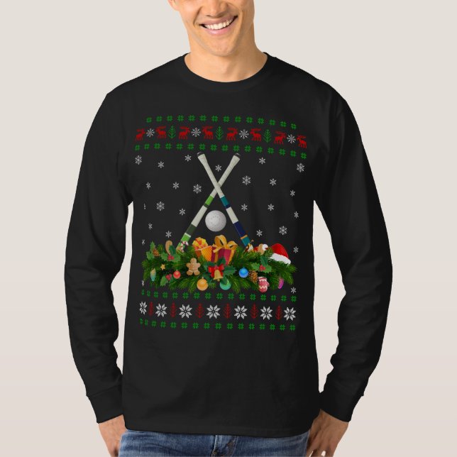 T-shirt Field Hockey Sports Amateur Xmas Ugly Field Hockey (Devant)
