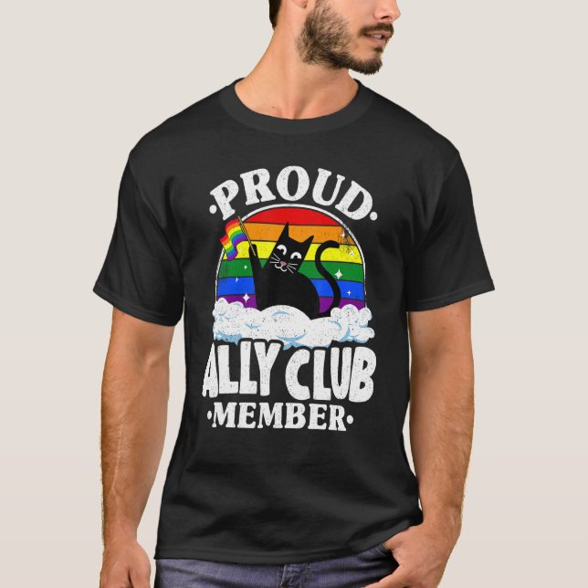 T-shirt Fier Ally Club Membre Chat Rainbow Gay pride Lesbi (Devant)