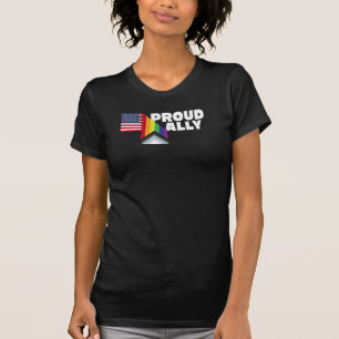 T-shirt Fier Ally et Fier Patriot USA Drapeau LGBT Gay Les