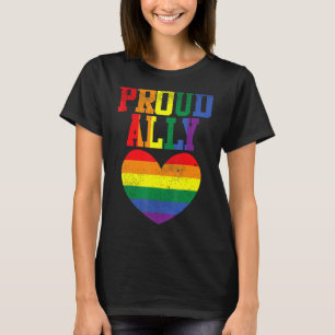 T-shirt Fier Ally Heart Protest Lgbtq Rainbow Flag Gay Pr