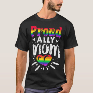 T-shirt Fier Ally Maman LGBTQ LGBT Coeur Drapeau Fier Tran
