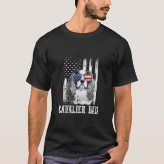 T-shirt Fier American Cavalier Drapeau Funny Chien Papa Ma