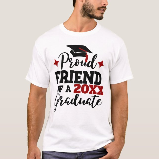 T-shirt Fier ami d'un 2022 diplômé noir rouge goût (Devant)