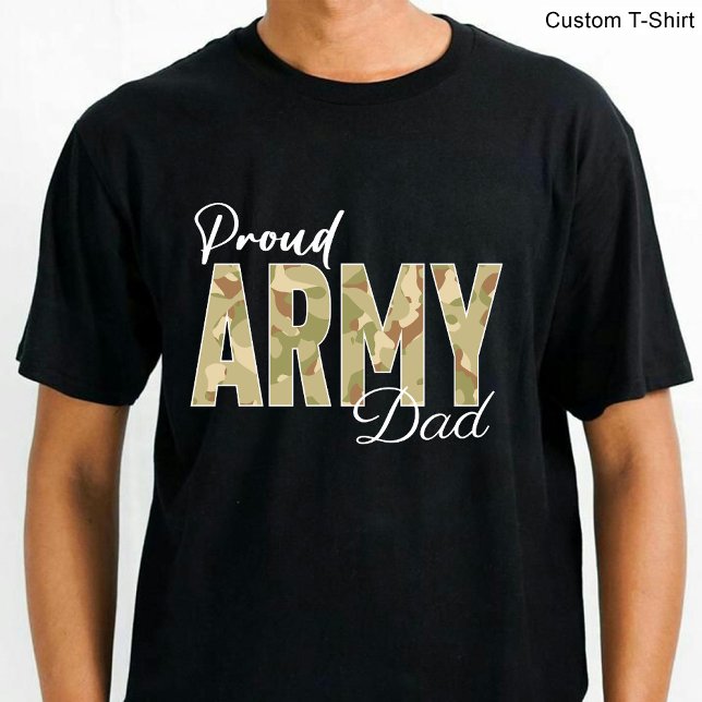 T-shirt Fier Armée papa / Famille militaire Noir (Proud Army Dad / Military Family Black T-Shirt)