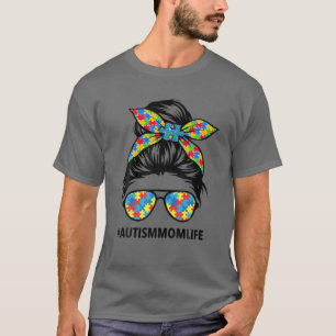 T-shirt Fier Autisme Maman Vie Messager Bun Sensibilisatio
