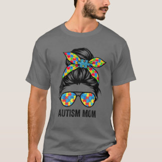 T-shirt Fier Autisme Maman Vie Messager Bun Sensibilisatio