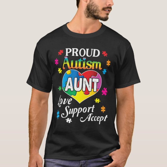 T-shirt Fier Autistique Aunt Love Support Accepter Aide Aw (Devant)